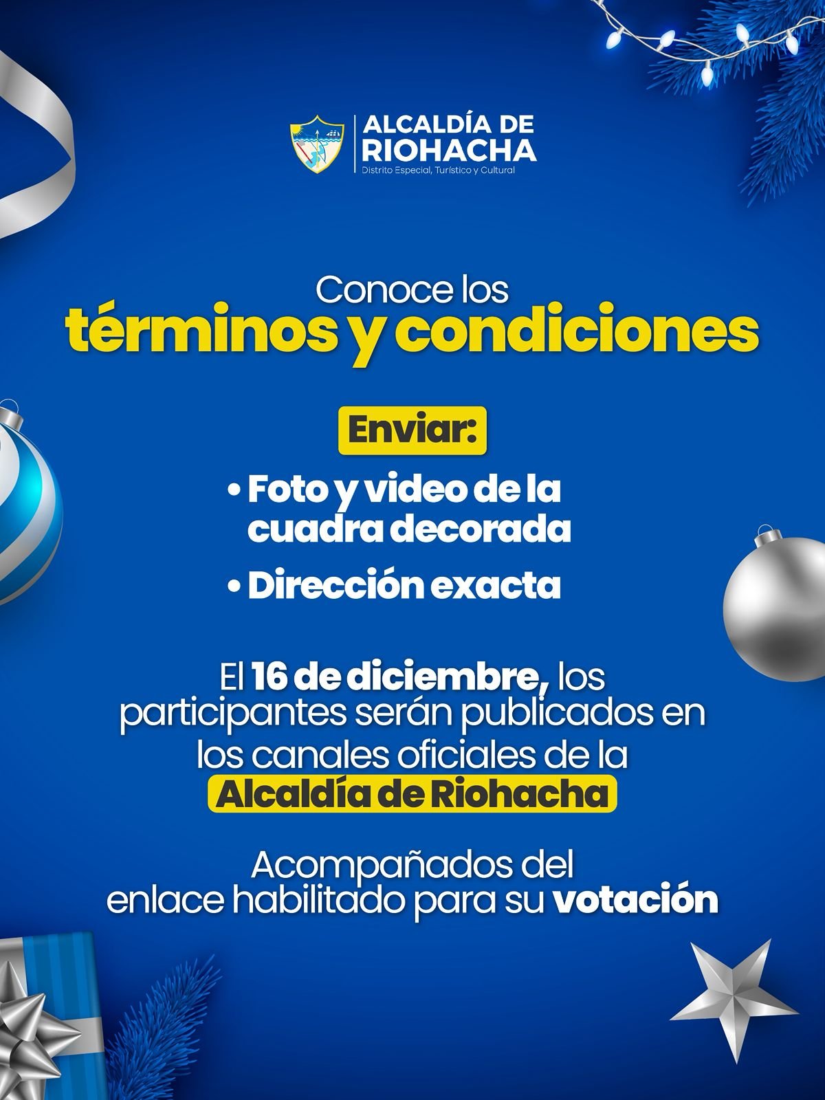 Alcaldía de Riohacha lanza concurso “Navidad que nos une, a tu barrio” para promover la unión y la creatividad comunitaria